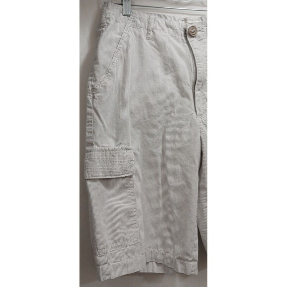 Guess Jeans Men's White and Gray Pin Striped Size 32 Cargo Shorts Cotton Note - Picture 2 of 12